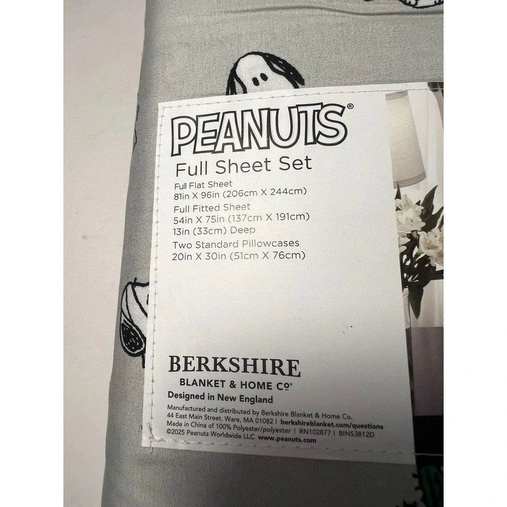 Peanuts Halloween Full Sheet Set Berkshire Blanket Snoopy Pumpkin Grey 4pc NEW